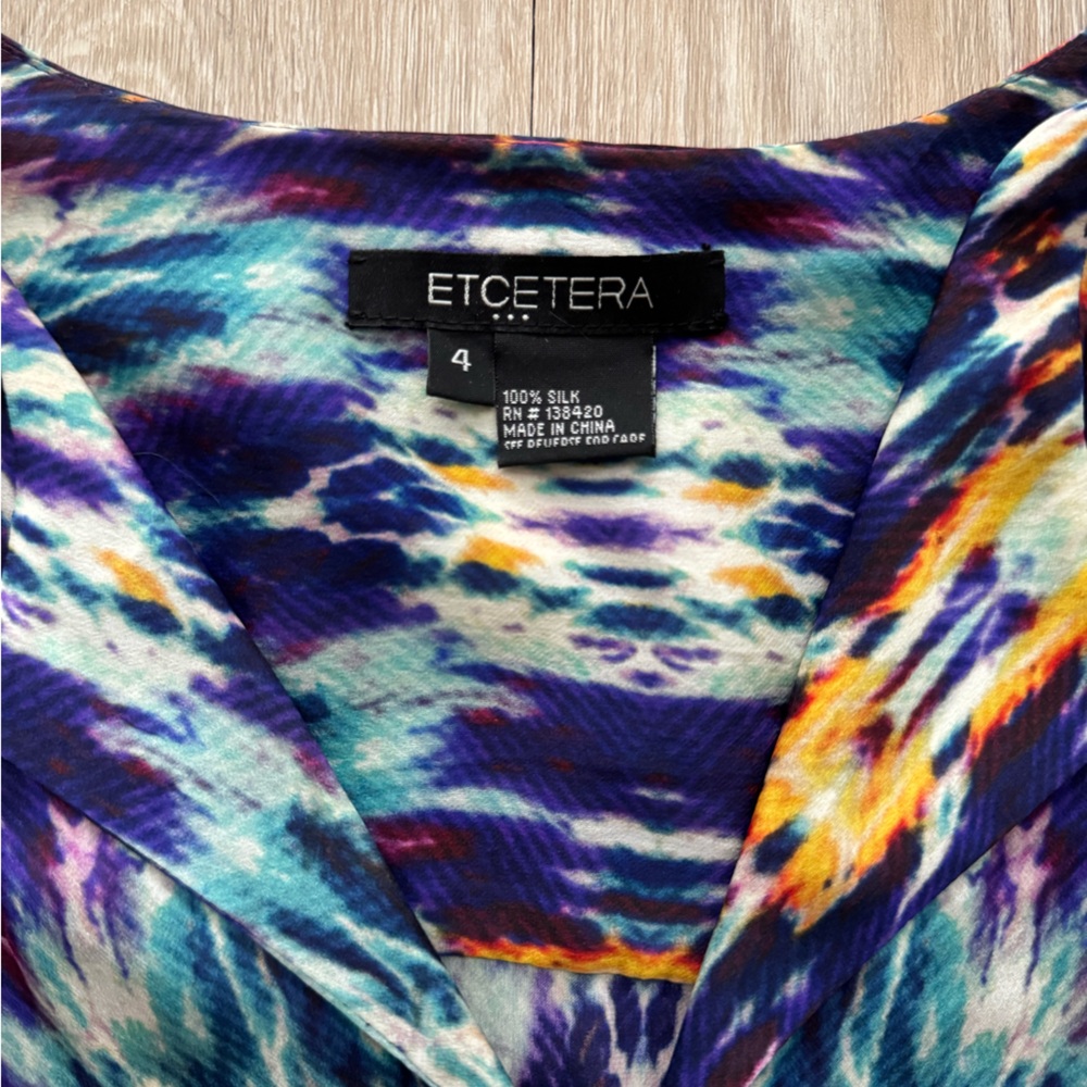 Etcetera Silk Multicolor Patterned Blouse Size Sm… - image 2